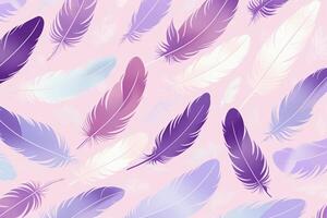 pattern featuring minimalistic and stylized illustrations of feathers. photo