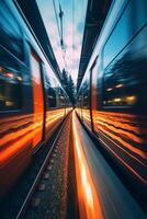 Mesmerizing Train Photography, Motion blur, reflection, speed, cinematic. photo
