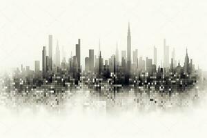 Geometric city skyline with a light grey gradient. AI generative photo