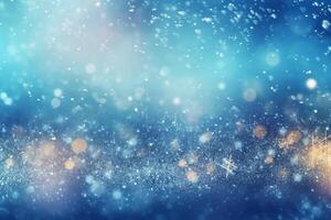 A blurred winter, snowing sky abstract background with bokeh glow, Illustration. photo