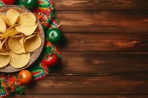 Cinco de Mayo Mexican holiday table arrangement for party. AI generative photo