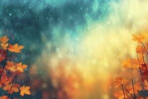 A blurred autumn, windy sky abstract background with bokeh glow, Illustration. AI generative photo