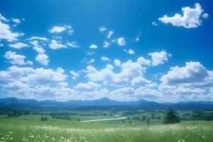 Japan, midsummer, blue sky, clear sky. AI generative photo