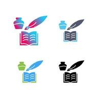 icono de vector de pluma y libro único