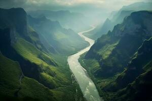 el montañas y ríos de el patria. ai generar foto