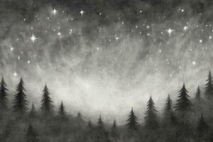 Stars, fresh sky with star, plain, minimal, sketchy, pencil sketch style, black and white. AI generative photo