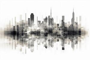 Geometric city skyline with a light grey gradient. photo