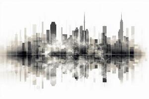 Geometric city skyline with a light grey gradient. AI generative photo