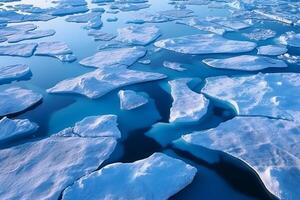 hielo hojas derritiendo en el ártico Oceano o aguas ai generativo foto