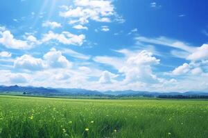 Japón, pleno verano, azul cielo, claro cielo. ai generativo foto