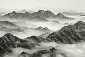 Haze, fog and mountains. AI generative photo