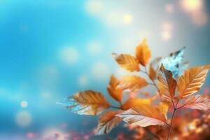 Photorealistic autumn leaves on a bright background. AI generative photo