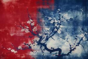 Cyanotype, fabric, background, red. photo