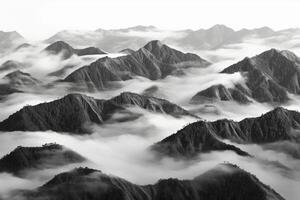 Haze, fog and mountains. AI generative photo