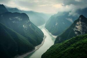 The mountains and rivers of the motherland. AI generatgive photo