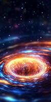Bokeh render, isometric view, unstable gravity space nebula waves. photo