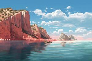 Illustration about beautiful mediterranean landscape viewed from a boat sailing in southern of italy. photo