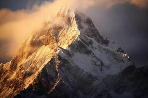 foto ofa escabroso alpinista alpino cima. ai generativo