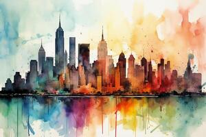 Watercoler new york skyline. photo