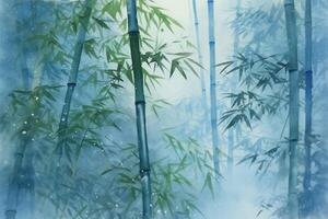 Bamboo forest, misty and serene. photo