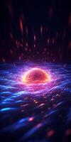 Bokeh render, isometric view, unstable gravity space nebula waves. photo