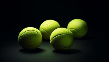 Selective focus on tennis ball, success in competition generated by AI photo