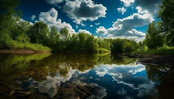 tranquilo escena de naturaleza belleza, vibrante colores generado por ai foto