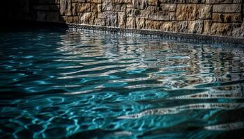 Tranquil scene, poolside relaxation, refreshing turquoise water generated by AI photo