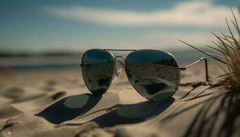 Gafas de sol sombra vista, elegancia en verano calor generado por ai foto