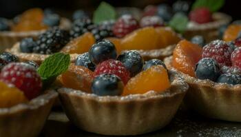 Fresh berry tart, homemade and indulgent dessert generated by AI photo