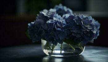 Fresh hydrangea bouquet brings summer romance indoors generated by AI photo