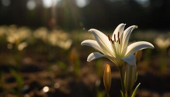 Fresh daisy blossom in formal garden meadow generated by AI photo