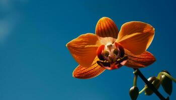 Vibrant pink moth orchid blossom in focus foreground generated by AI photo