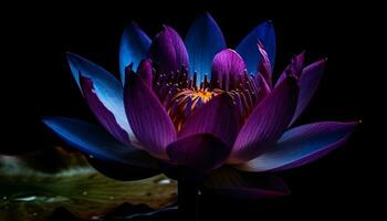 Tranquil lotus blossom reflects elegance in nature   generated by AI photo