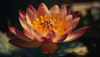 Single lotus blossom reflects beauty in nature   generated by AI photo