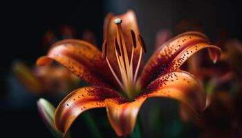 Vibrant orchid blossom, wet with dew drops   generated by AI photo