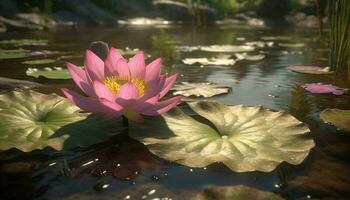 Tranquil water lily reflects beauty in nature   generated by AI photo