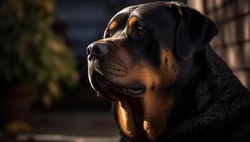 Purebred puppy sitting, looking at camera attentively generated by AI photo