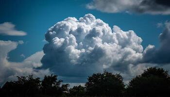 mullido cúmulo nubes flotador en brillante cielo generado por ai foto