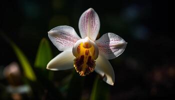 Orchid blossom, elegance in nature fragility   generated by AI photo