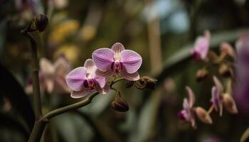 Macro moth orchid blossom displays organic elegance generated by AI photo