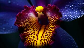 Purple orchid petal, wet with dew drops   generated by AI photo