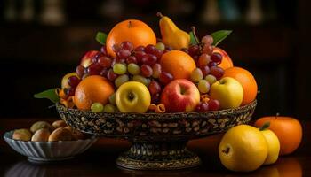 Fresh fruit bowl, nature sweet and healthy variation generated by AI photo
