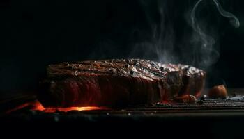 gastrónomo solomillo bife, carbonizarse A la parrilla a perfección generado por ai foto