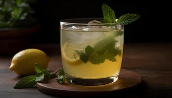 Fresco mojito cóctel con agrios Fruta adornar generado por ai foto