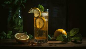 Organic citrus mojito, a refreshing summer drink generated by AI photo