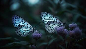 Vibrant butterfly pollinates single flower in autumn generated by AI photo