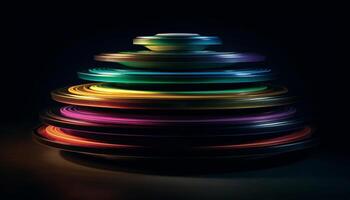 Spinning circle of vibrant colors, illuminated backdrop generated by AI photo