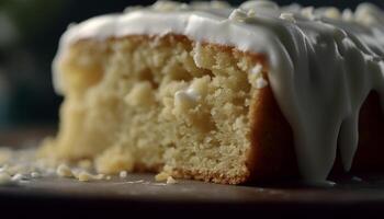 un hecho en casa rebanada de dulce tarta de queso indulgencia generado por ai foto