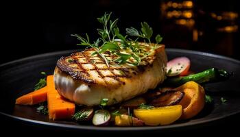 Grilled fillet steak, fresh salad, healthy meal generated by AI photo